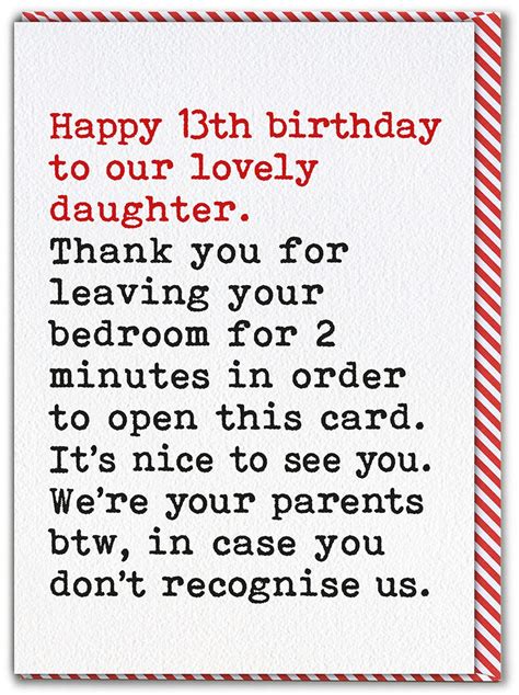 Funny 13th Birthday Card For Daughter Cheeky Daughter Cards Etsy Uk