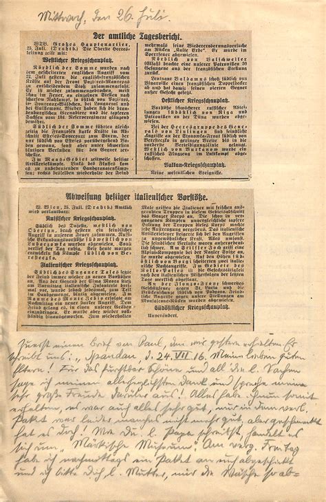 26 Juli 1916 1914 1918 Ein Rheinisches Tagebuch