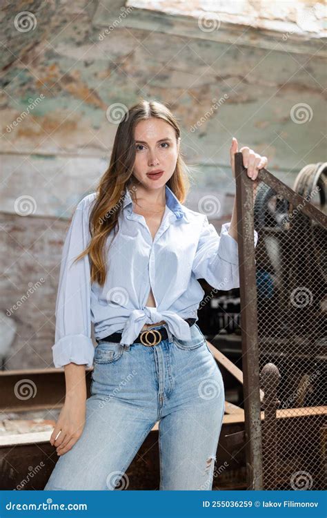 Tempting Young Woman Posing In Derelict Building Stock Image Image Of