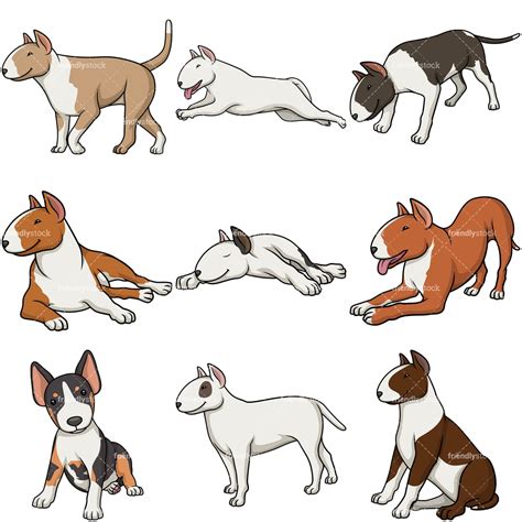 Bull Terrier Dogs Cartoon Vector Clipart Friendlystock