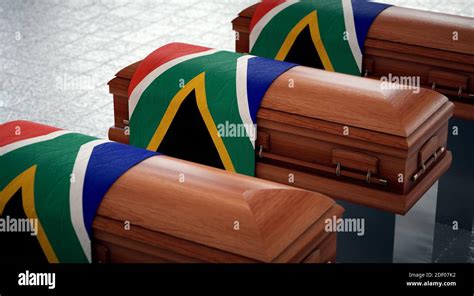 State Funeral In South Africa Coffins In National Pavilion Stock Photo
