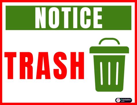 22 Trash Can Sign Download Free Printable Templates