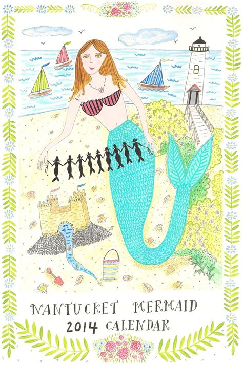Nantucket Mermaid Sea Side Marthas Vineyard Merfolk Mermaid Art