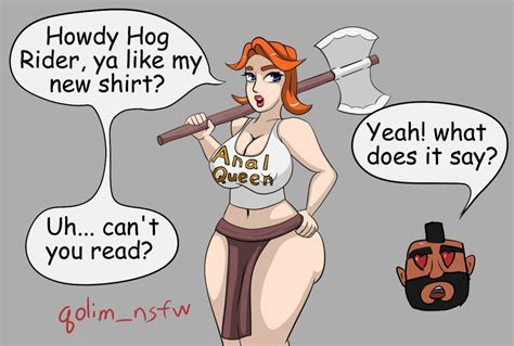 Rule 34 Clash Of Clans Clash Royale English Text Female Hog Rider