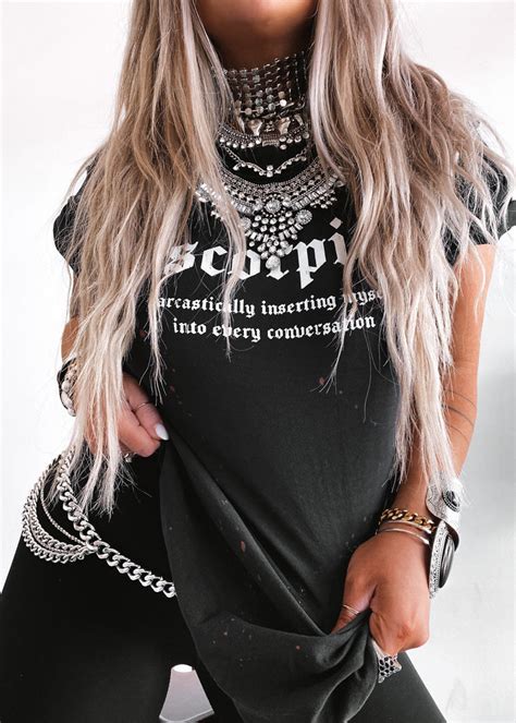 Bleached Out Scorpio Grunge Side Slit Tee Pebby Forevee