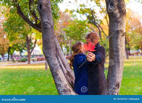 Couple Kissing Near The Tree Stock Image Image Of Caucasian Romantic
