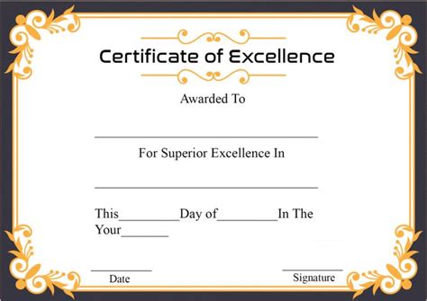 Free Printable Certificate Of Excellence Template With Regard To Certif