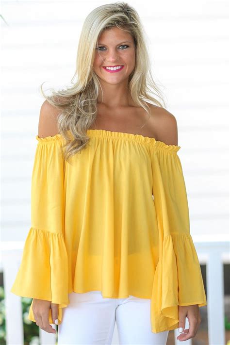 Greatest Moment Yellow Off The Shoulder Top Tops Minimalist Fashion