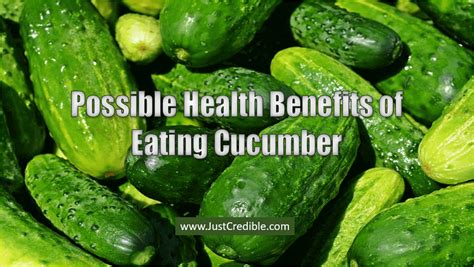 One of the best ways to do this is by eating an overall healthy diet. What are the Possible Health Benefits of Eating Cucumber ...