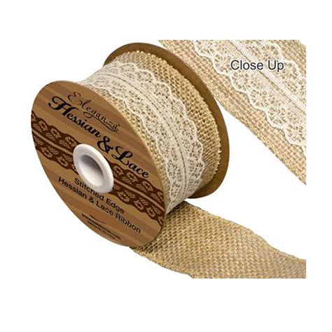 Hessian Ivory Lace Ribbon 50mm X 5yards By Favour Lane