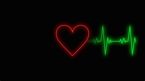 Neon Heart Beating With Pulse Wave Motion Stock Motion Graphics Sbv
