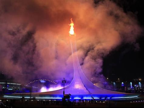 The Olympic Flame Is Lit During The Opening Ceremony Of The Sochi 2014