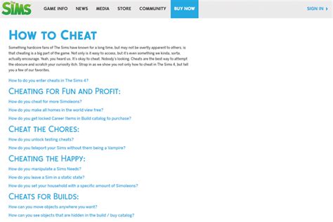 The Sims 4 Official How To Cheat Page