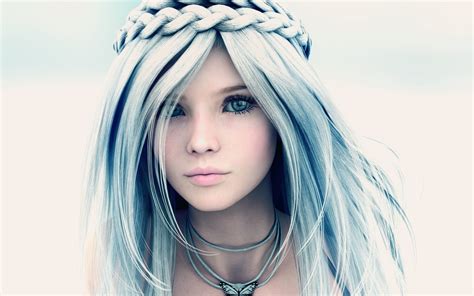 Anime Girl Blue Long Hair Blue Eyes Beauty