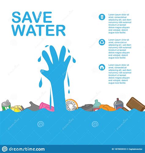Save Water Infographic Presentation Vector Illustration Decorative