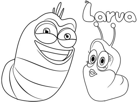 Download Red and Pink Larva Coloring Page for Kind Kids