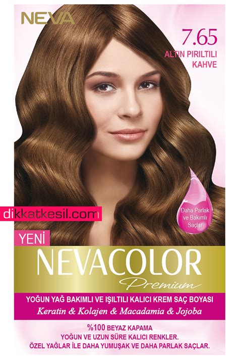 Nevacolor 7 65 Altın Pırıltılı Kahve Premium Kalıcı Krem Saç Boyası