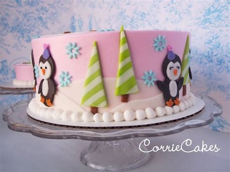 Nightmare before christmas themed birthday cake this cake design was recreated from a photo that was requested i made a few changes but t. Girly Penguins 1St Birthday - CakeCentral.com