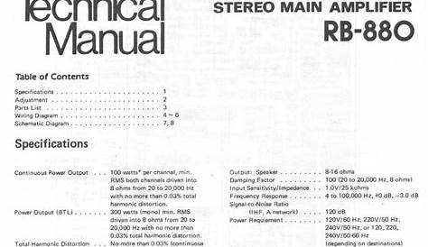 Free Audio Service Manuals - Free download Rotel RB 880 Service Manual