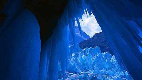 Hd Wallpaper Glaciers Mountains Snow Icicle Nature Cave Winter
