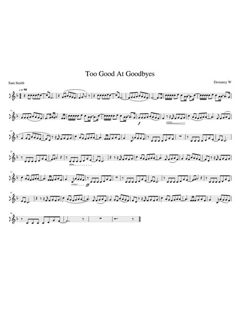 Samsmith Toogoodatgoodbyes Sheet Music For Violin Solo