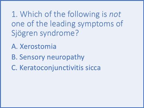 Sjögren Syndrome In Primary Care A Quiz