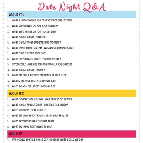 On draft a list of unusual questions (for example: Date Night Questions - Conversation Starters for Married ...
