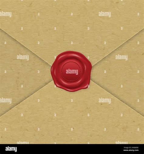 Vector 3d Realistic Vintage Letter Stamp Wax Seal On Brown Textured