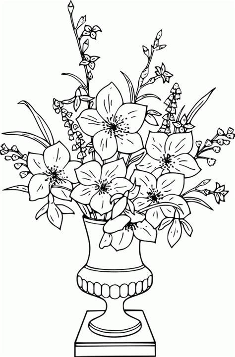 Print and color mother's day pdf coloring books from primarygames. Vase And Flowers Coloring Page - Coloring Home