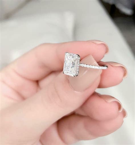 4 Carat Radiant Cut White Diamond Engagement Ring Radiant Cut Etsy