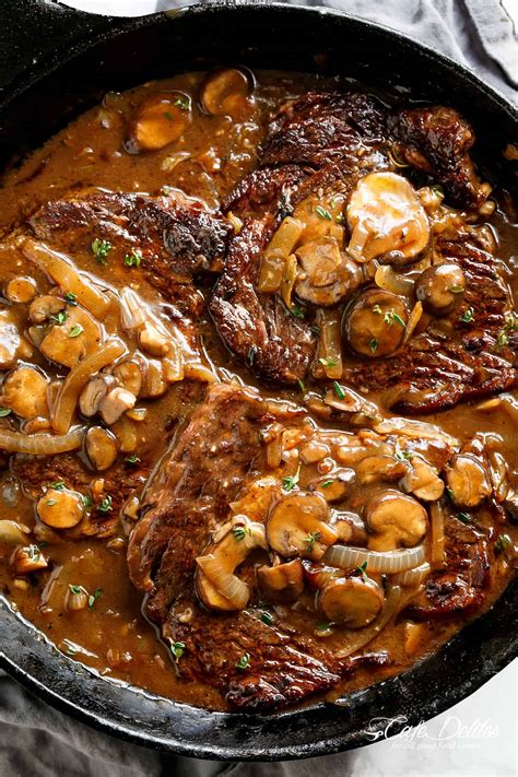 Our most trusted beef steak recipes. Ribeye Steaks With Mushroom Gravy - Cravings Happen