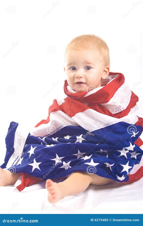 Baby And Flag Of Usa Stock Image Image Of Portrait Baby 6275485