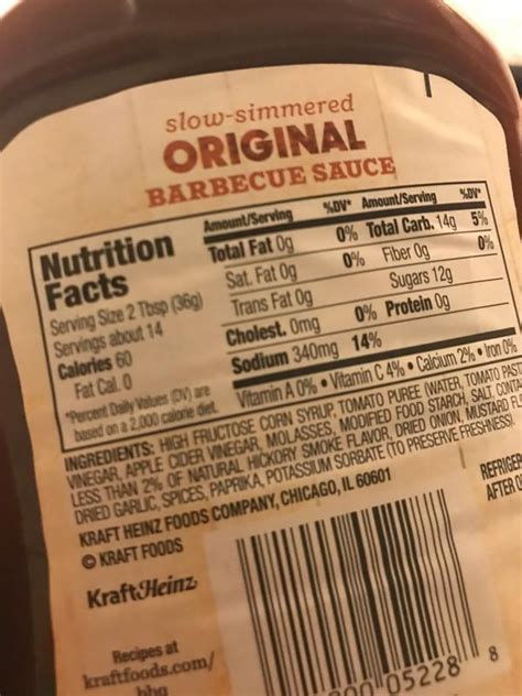 Kraft Bbq Sauce Nutrition Label Blog Dandk