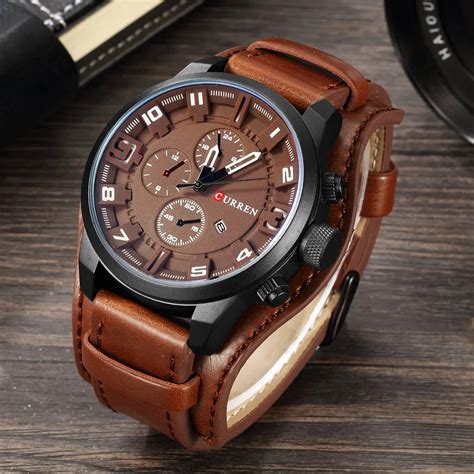 Fashion Casual Top Brand Curren Leather Watch Men Vintage Wrist Watches