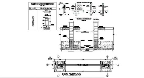 Column Footing Details With Beam 2d Drawing In Autocad Cadbull