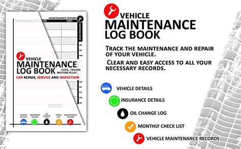 Vehicle Maintenance Log Book Service Inspection And Repair Book For