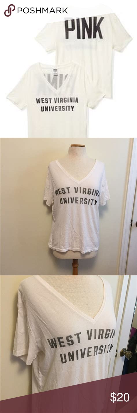 Pink West Virginia University Vintage V Neck Tee Clothes Design V