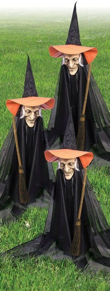Halloween Witch Garden Stakes Set 3 Lawn Decoration Party Prop Witches