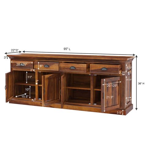 Cleone Rustic Solid Wood Extra Long Sideboard Cabinet