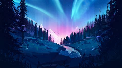 2560x1440 Auroral Forest 4k Illustration 1440p Resolution Hd 4k