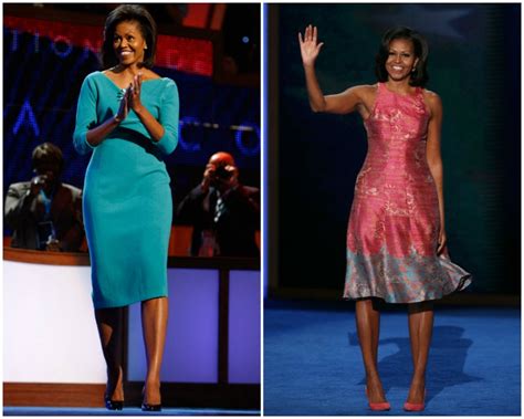 At The Democratic Convention Michelle Obamas Understated Blue Dress