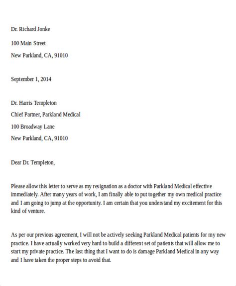 Sample Resignation Letter For Doctors Photos Cantik