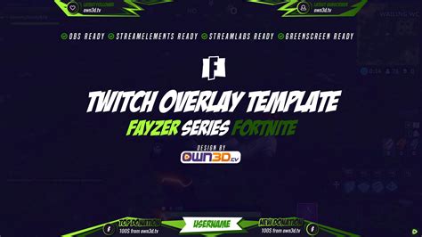 Twitch Overlay Template Fayzer Green Fortnite Own3dtv