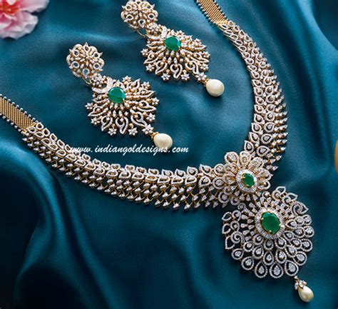Gold And Diamond Jewellery Designs Grt Diamond Necklace Set