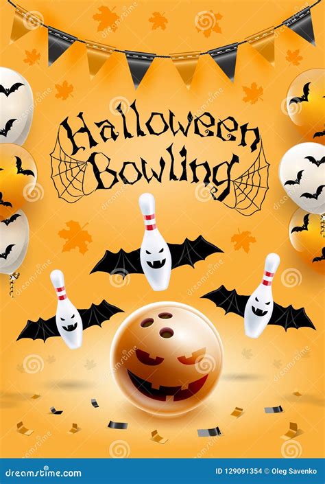 Bowling Flyer Template A6 Format Size Vector Clip Art Illustration