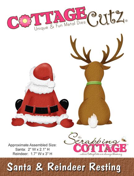 Cottagecutz Santa And Reindeer Resting Retired