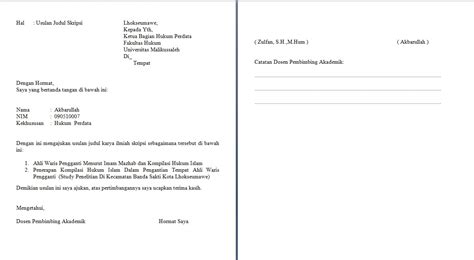Syarat Seminar Proposal Skripsi Fakultas Hukum Universitas Malikussaleh