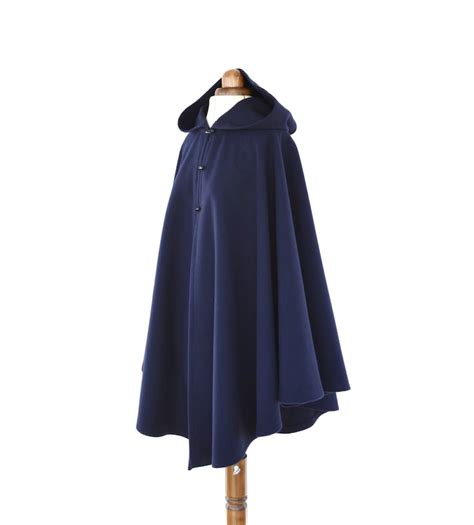 Wool Cape Womens Hooded Cape Coat Navy Blue Cloak With Etsy