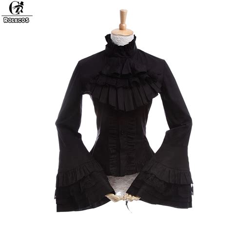 Rolecos Gothic Style Women Lolita Blouse Long Sleeve Lace Shirts