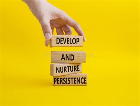 Persistence And Development Symbol Wooden Blocks With Words Develop